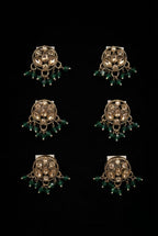 Traditional Kundan & Beaded Hair Brooches (6 pcs)