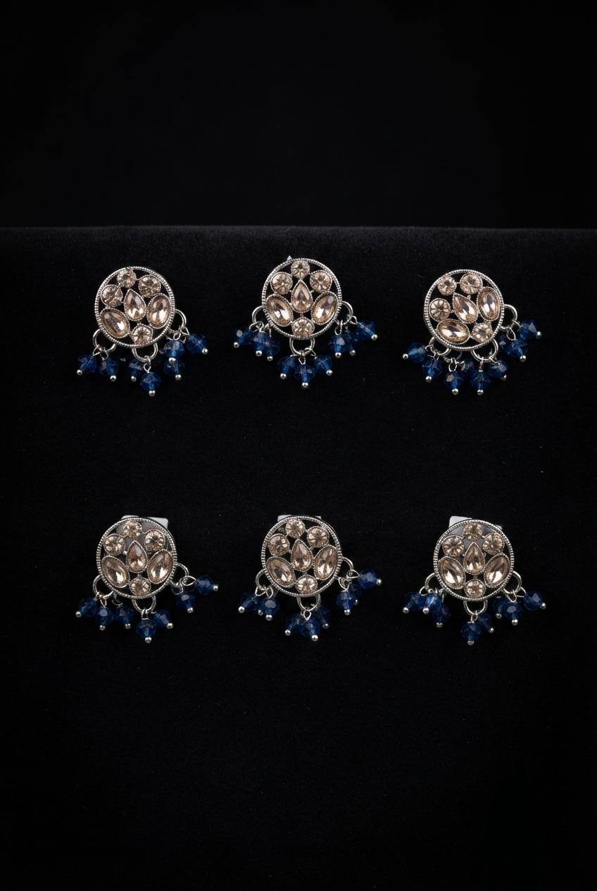 Traditional Kundan & Beaded Hair Brooches (6 pcs)